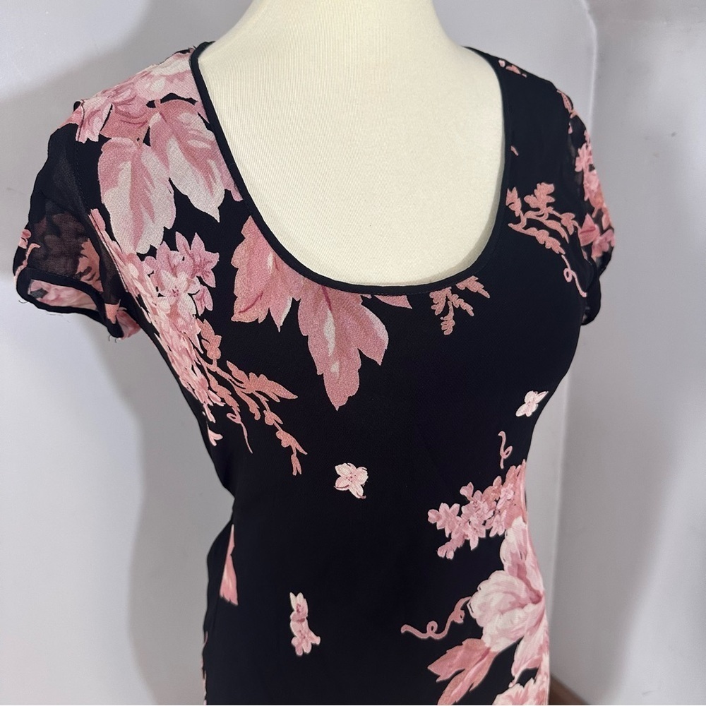 Vintage Y2K Floral Black Flowy Maxi Dress Whimsigoth Resort Formal Evening Bloom - Picture 7 of 15